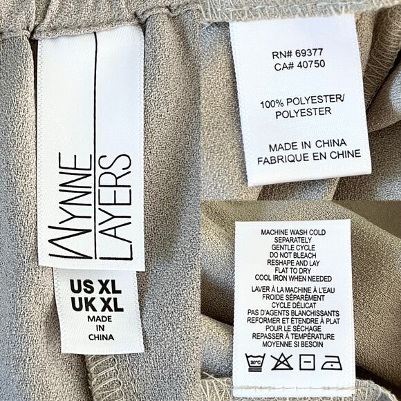 Wynne Layers Marla Wynne Pants Taupe XL Crepe Cropped New - Picture 7 of 13
